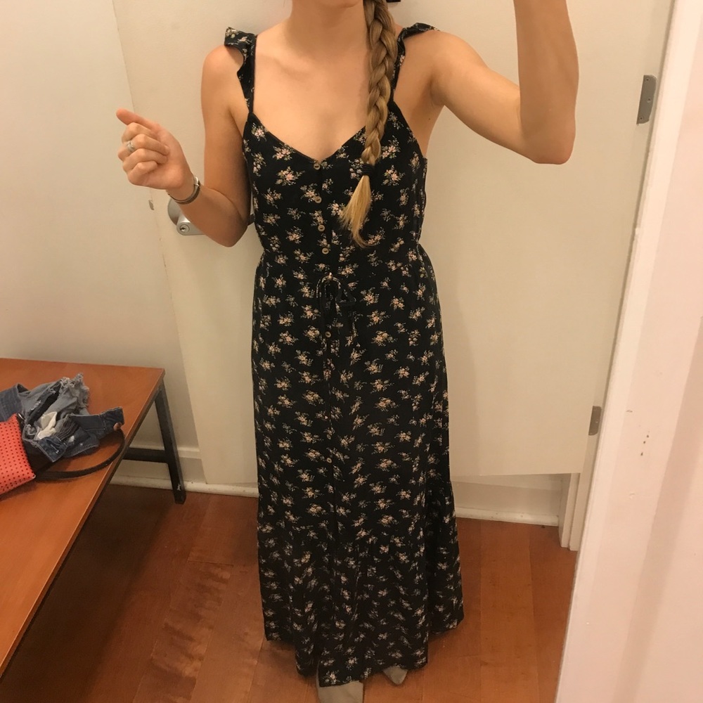 Long floral button up dress